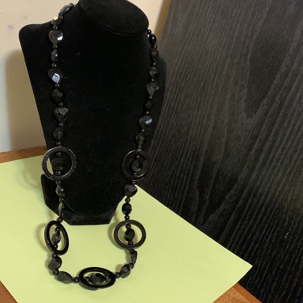 Beautiful black necklace, unique jewelry 25” - Picture 2 of 5